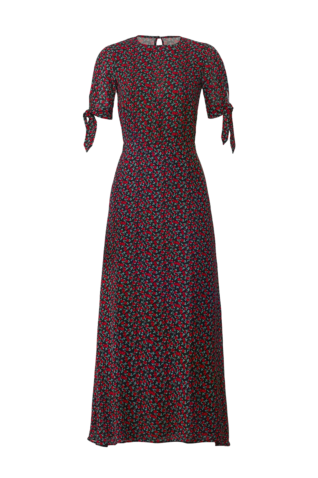 Floral tie-sleeve maxi dress