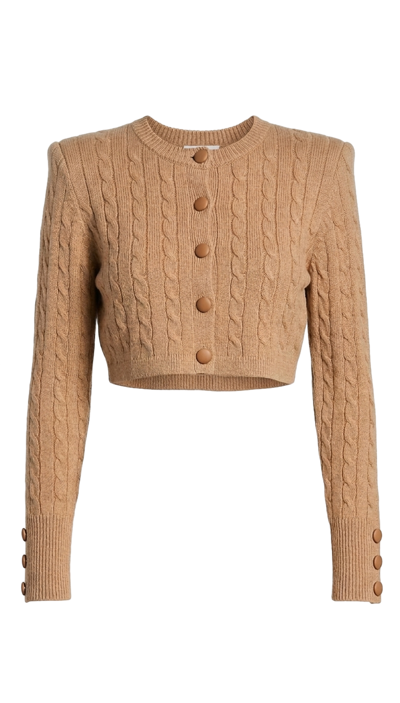 Cropped cable-knit cardigan