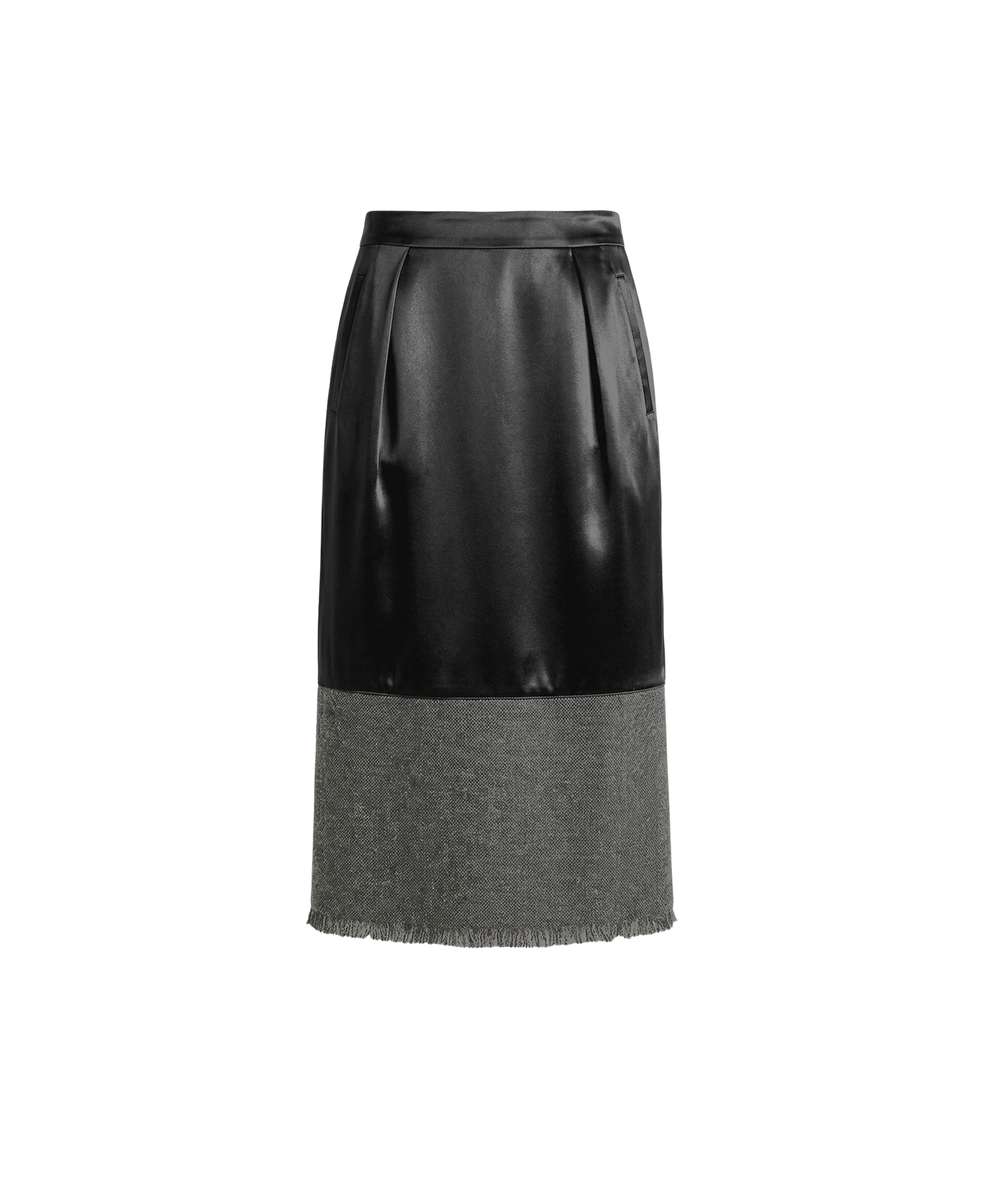 Silk and tweed midi skirt