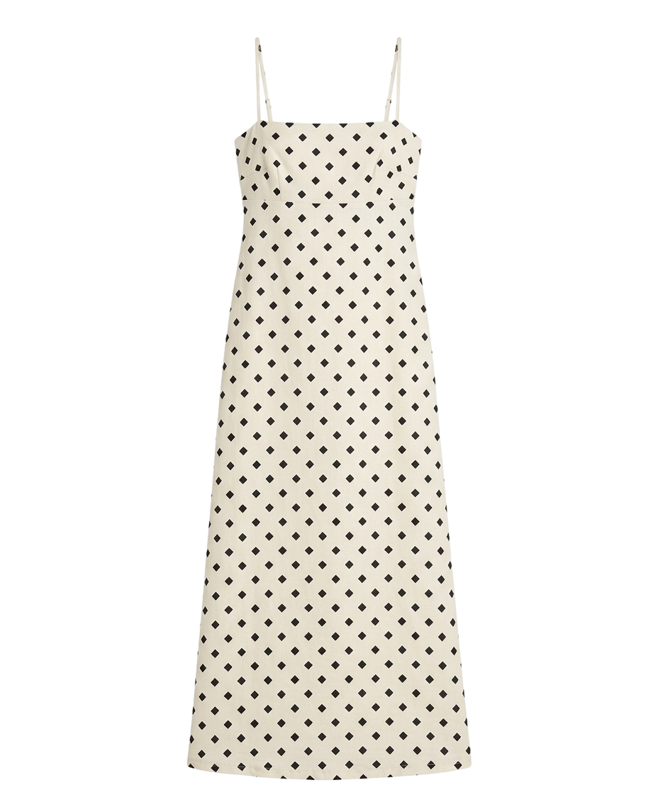 Linen square neck dress