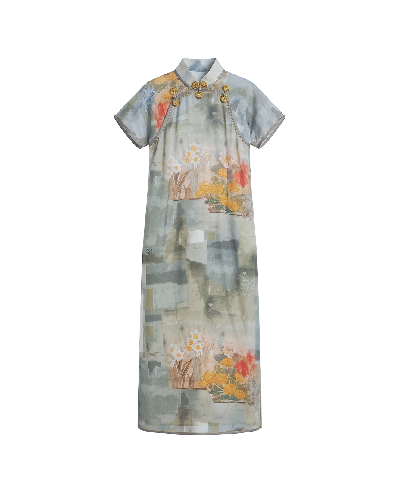 Watercolor print qipao