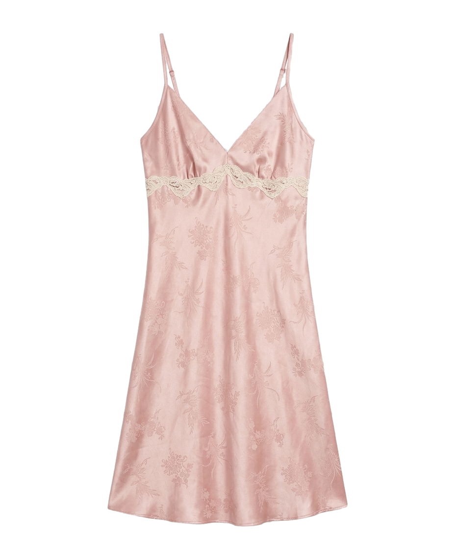 Lace-detail satin slip dress