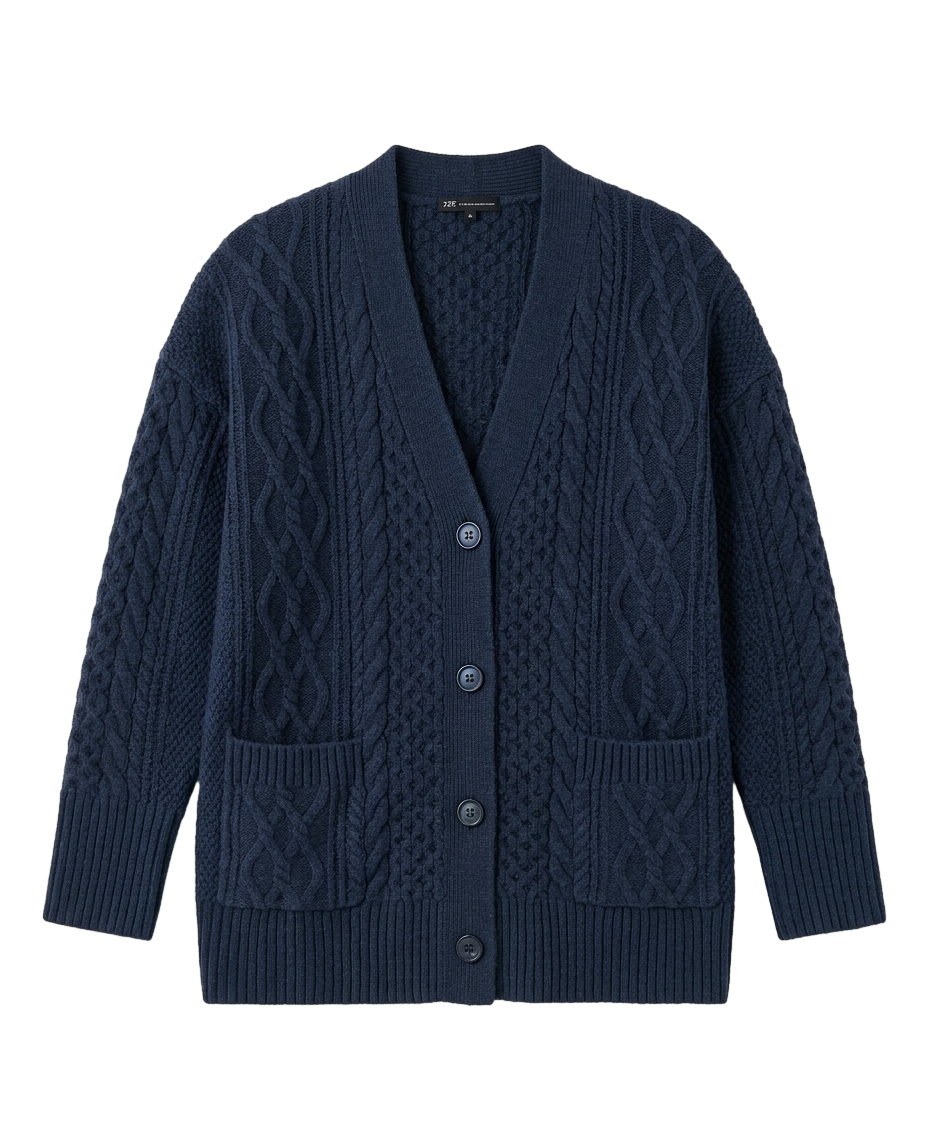 Cable-knit oversized cardigan