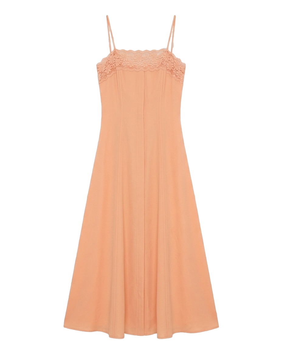 Lace-trim camisole midi dress