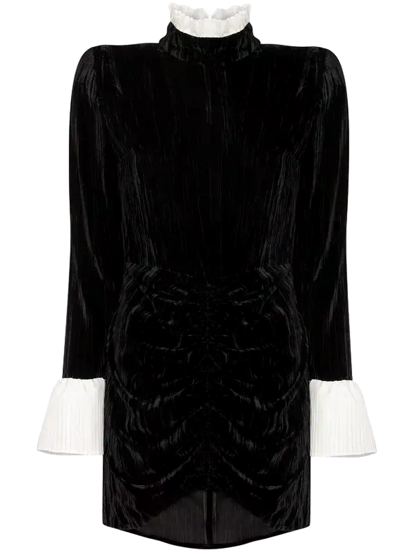 Crushed velvet ruched mini dress