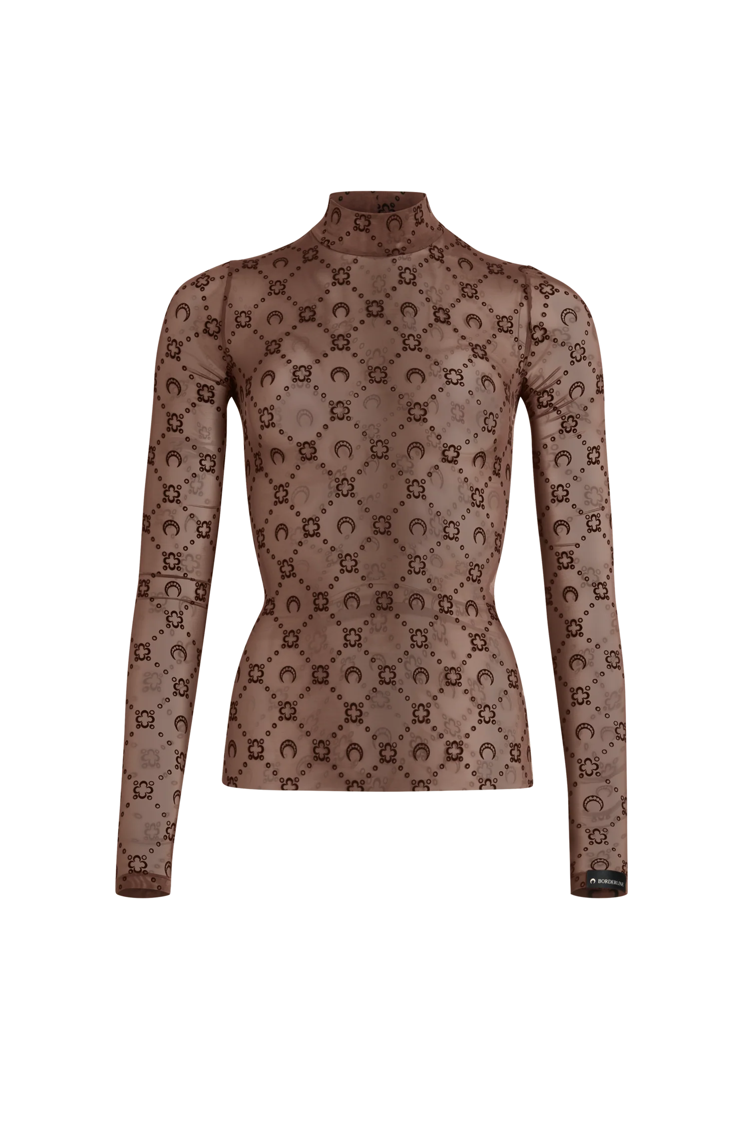 Flocked crescent moon mesh top