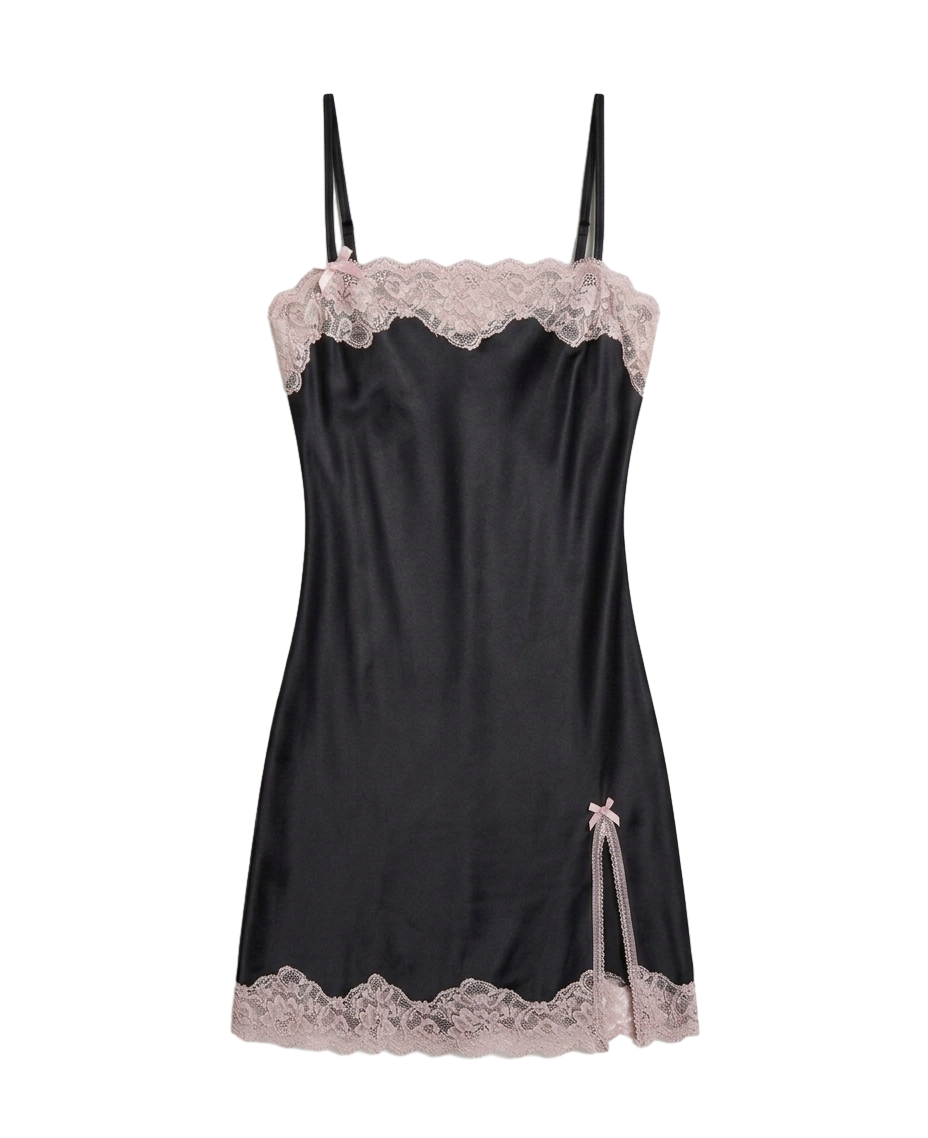 Square neckline satin mini slip