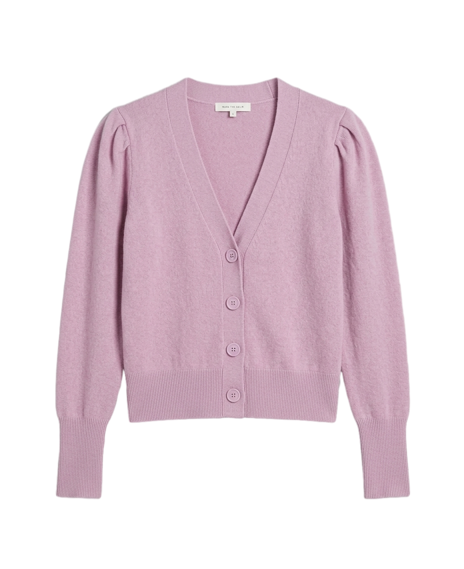 Puff-shoulder cropped cardigan