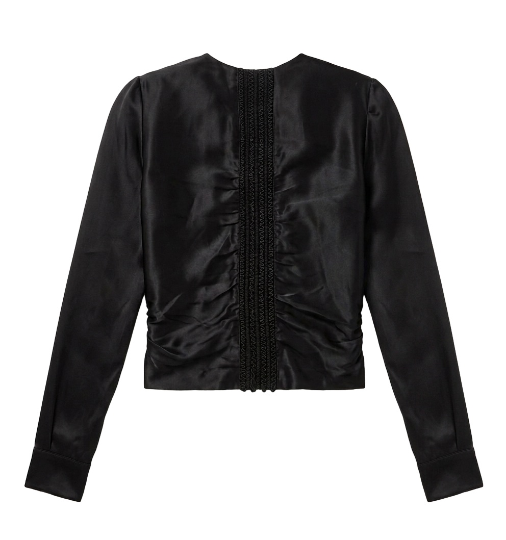 Silk blouse with rosette detail