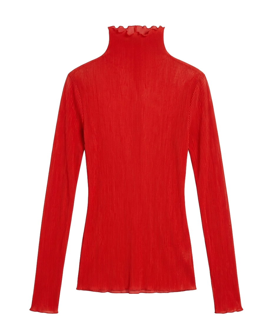 Pleated mock-neck top