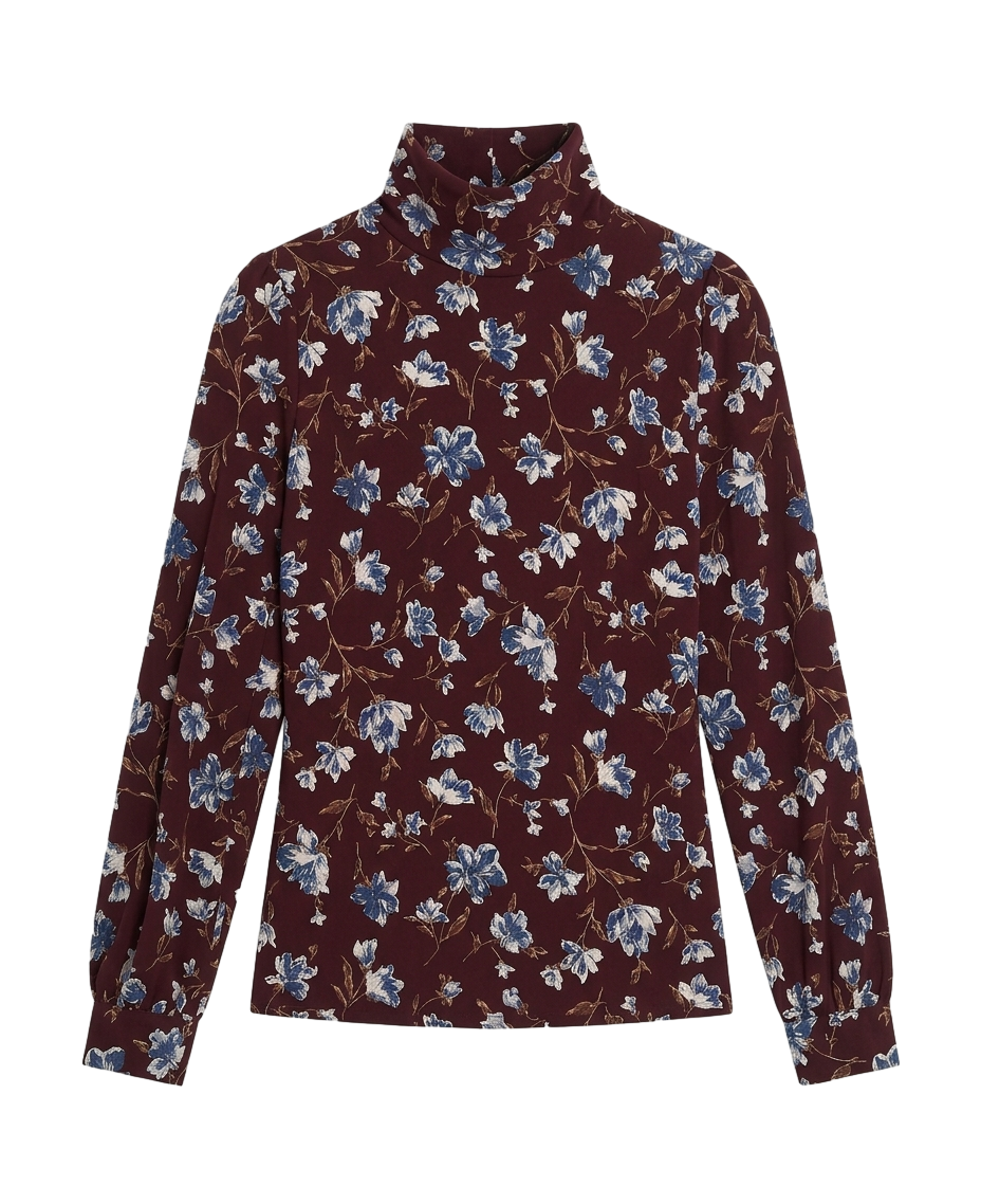 Floral high-neck blouse