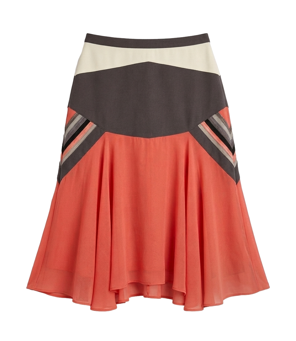 Colorblock chevron A-line skirt