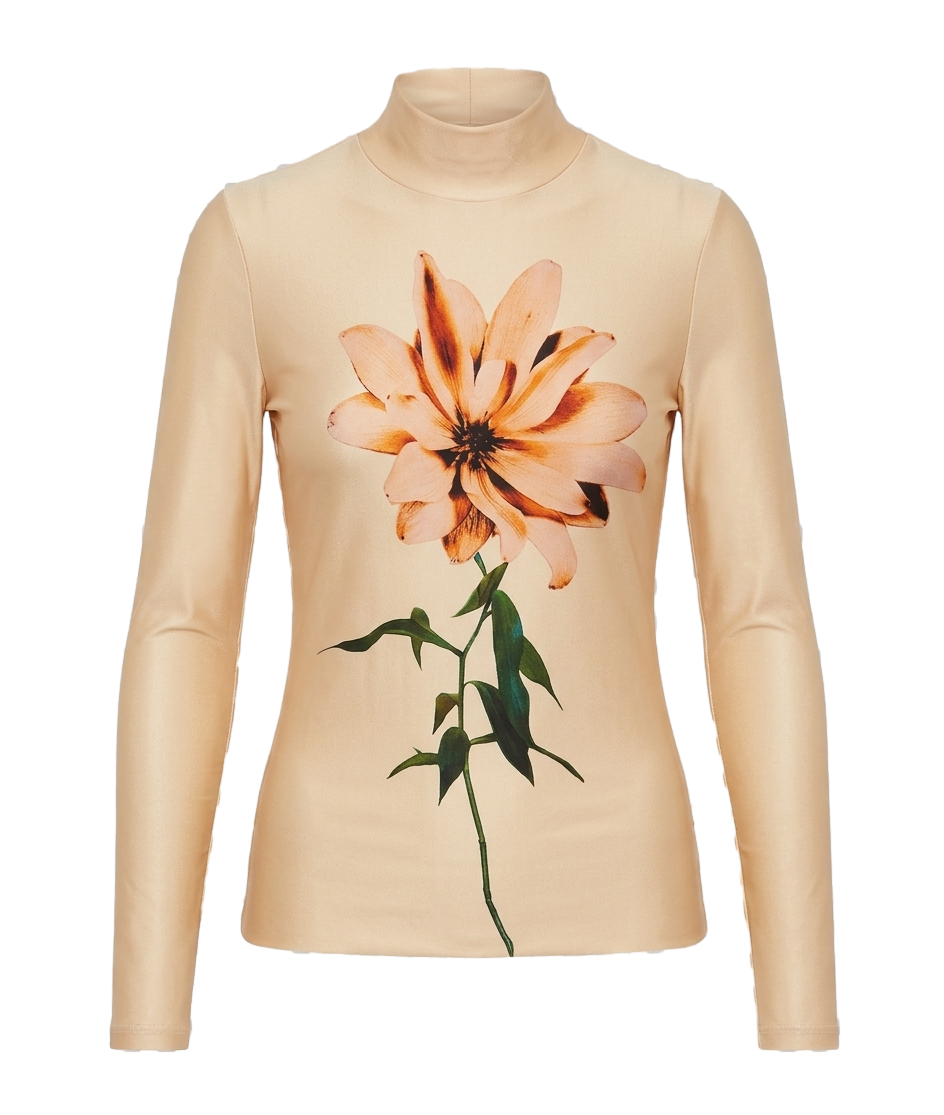 Floral print mock-neck top