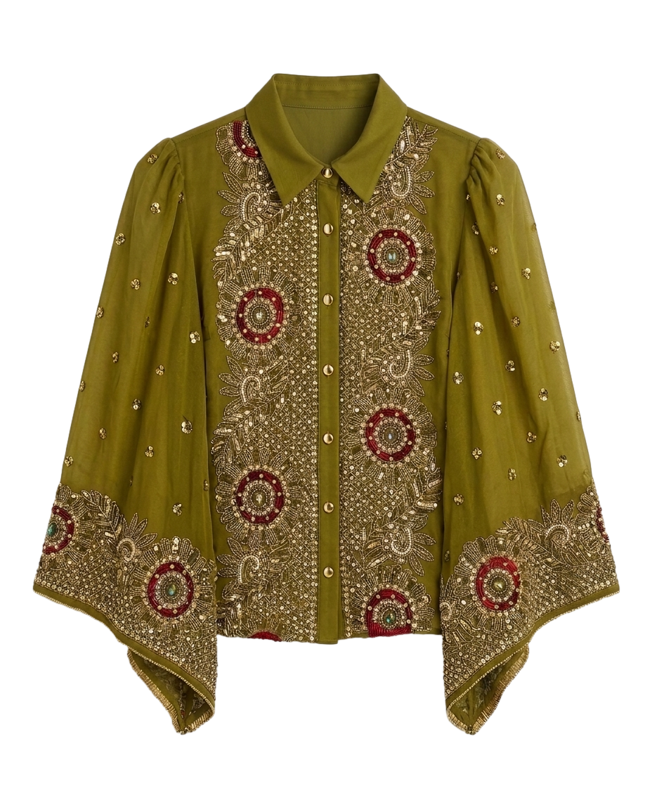 Embellished silk jacket