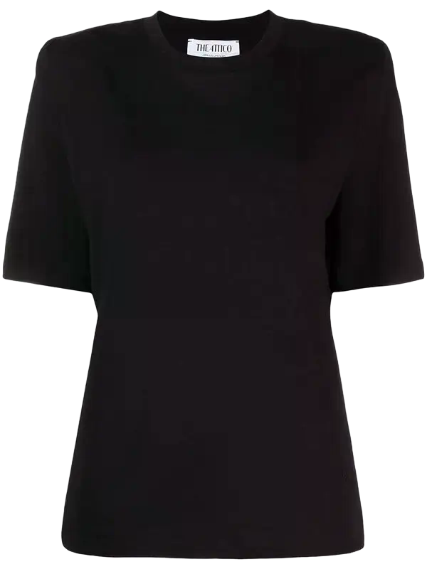 Padded-shoulder cotton T-shirt