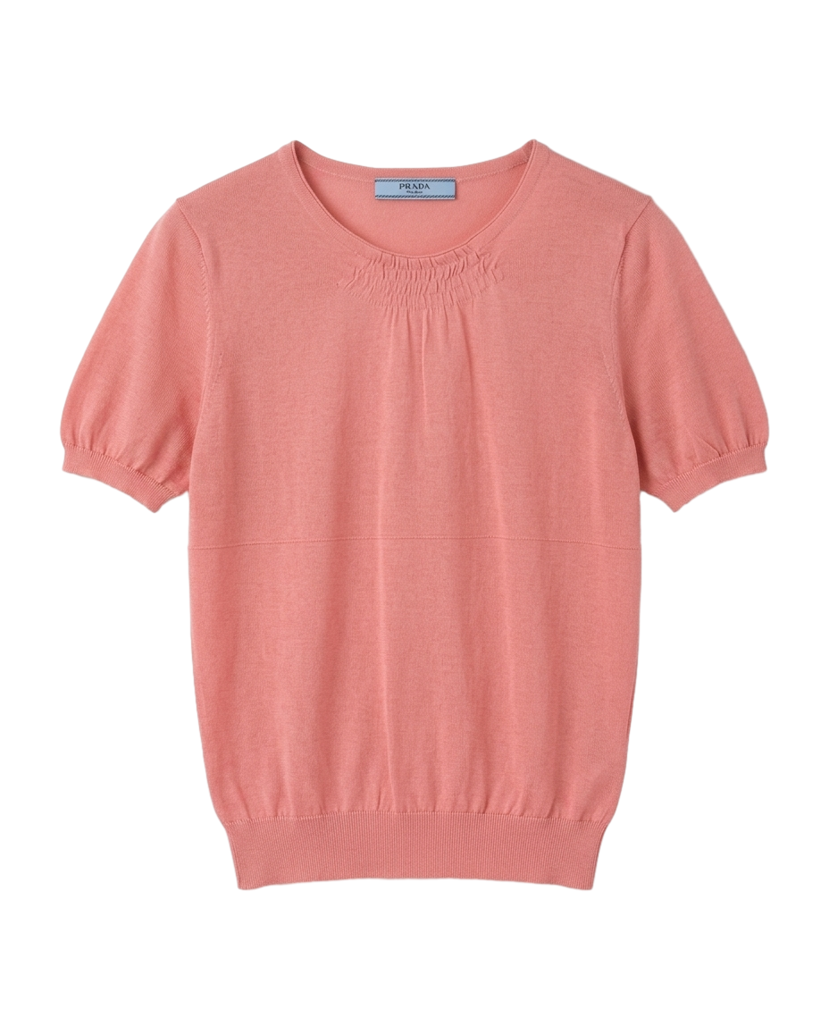 Prada short-sleeve gathered knit top